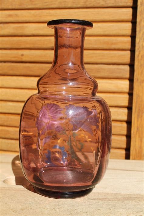 Beau Vase Carafe Soliflore Legras Montjoye Ancien Pate De Verre Emaill