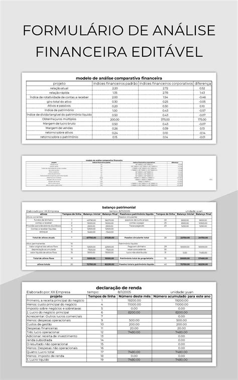 Planilhas Formulário De Análise Financeira Editável Excel e Edição On