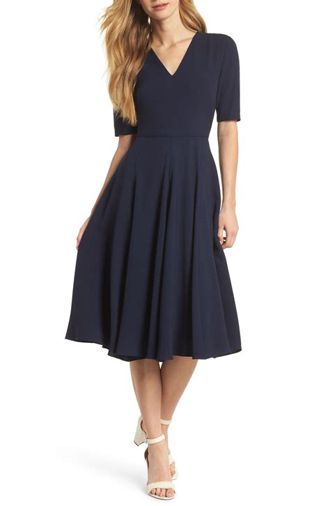 Gal Meets Glam Collection Edith City Crepe Fit And Flare Midi Dress