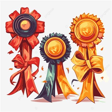 Award Ribbons Vector Sticker Clipart Three Award Ribbons On White