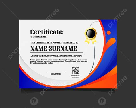 Plantilla De Certificado De Logro Elegante Moderno Azul Y Naranja