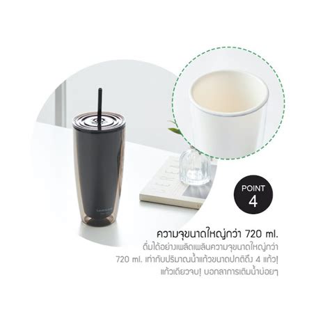 LocknLock แกวนำพลาสตก 2 ชนพรอมหลอด Double Wall Cold Cup รน