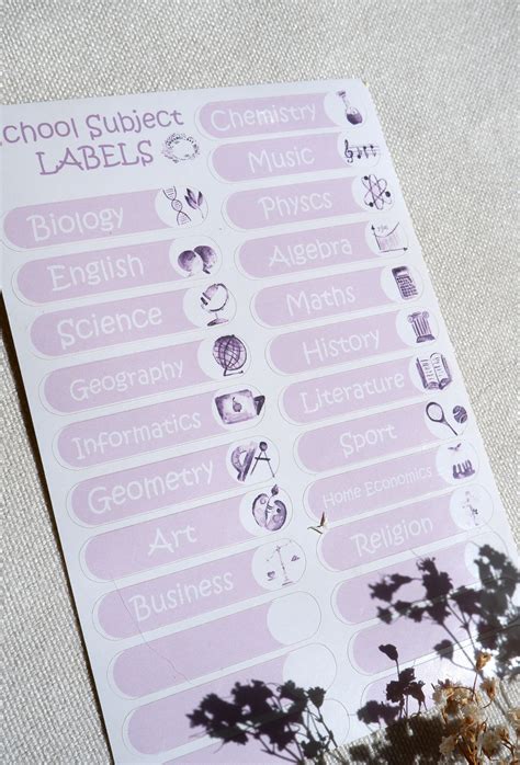 Secondary School Subject Labels Glossy Subject Labels Maths Labels