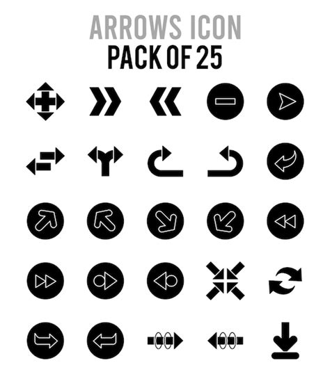 25 Pfeile Glyphen Icon Pack Vektorillustration Premium Vektor