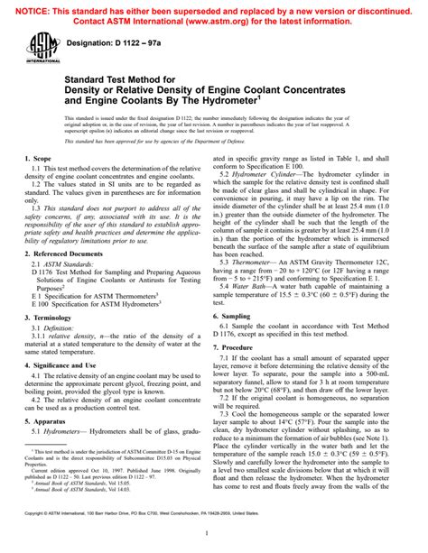 ASTM D1122 97a Standard Test Method For Density Or Relative Density