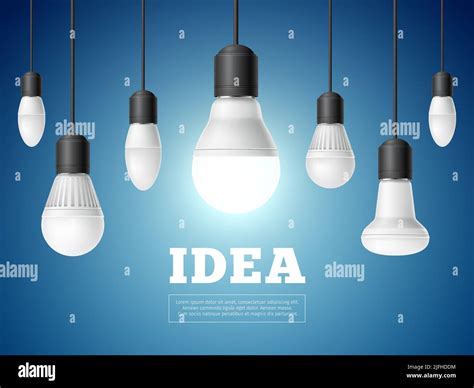 Idea light bulb. Realistic modern interior lamps, brainstorm and sudden thought, electric ...