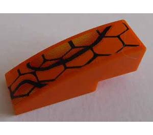 LEGO Orange Slope 1 X 3 Curved With Snakeskin Pattern H Sticker 50950