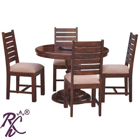 Solid Wood Round Shape Dining Set 4 Seater - RAJ HANDICRAFT