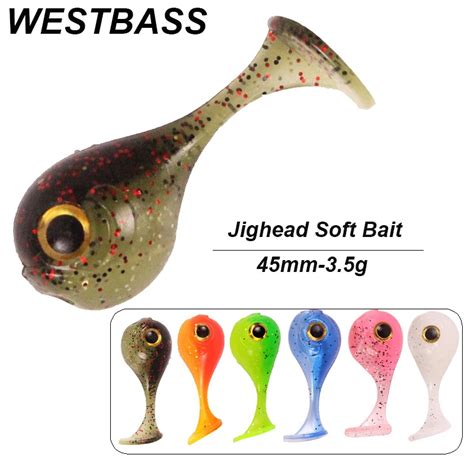 WESTBASS 6PCS Silicone Soft Baits 45mm 3 5g Jighead Micro Fishing Lures