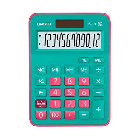 Calculadora De Escritorio Casio MX 12B GNRD Verde Fucsia 3Gmarket Cl