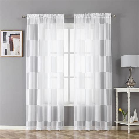 Amazon Ovzme White Jacquard Sheer Curtains Inches Long Soft