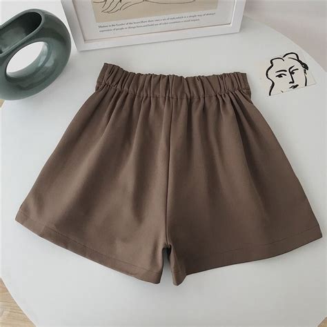 Xpqbb 2024 Summer Khaki Casual Shorts Women Ulzzang Simple Elastic High