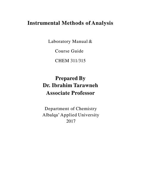 Solution Instrumental Analysis Lab Studypool