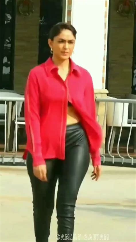 Mrunal Thakur In A Sexy Red Top And Tight Black Leather Pants Faptodesiactress