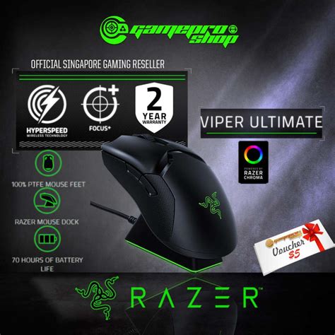 Razer Viper Ultimate Hyperspeed Lightweight Wireless Gaming Mouse And Rgb