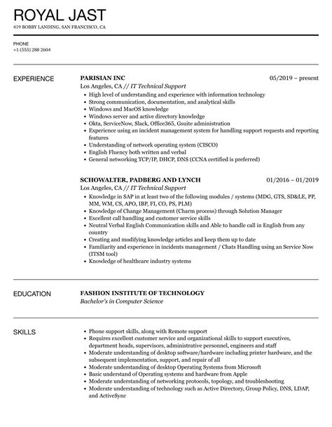 IT Technical Support Resume Samples Velvet Jobs