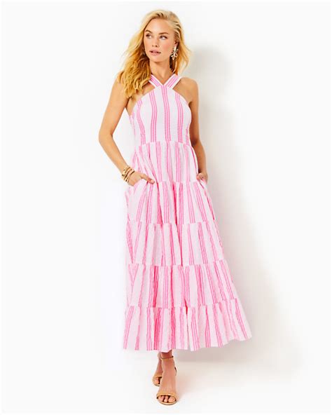 Jenette Striped Halter Maxi Dress Lilly Pulitzer