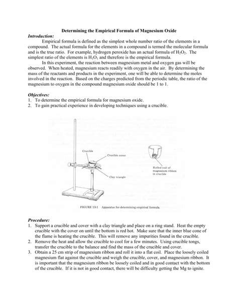 Empirical Formula Of Magnesium Oxide