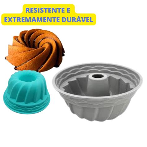 Forma Silicone De Bolo Pudim Torta Vazada redonda Prática Para