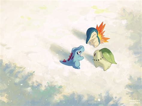 Cyndaquil Chikorita And Totodile Pokemon Drawn By Mokuzou Moku