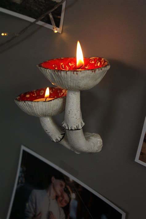 Double Mushroom Shelfmushroom Decormushroom Shelvescrystal