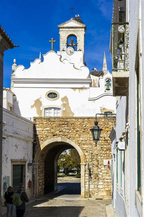 The Most Famous Entrance To Old Town Of Faro In Algarve Portugal Stock