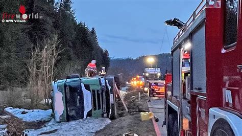 Ktn Umgestürzter Lkw Sattelzug auf der A 2 bei Villach Warmbad