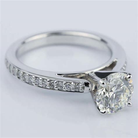 Pave Cathedral Round Cut Diamond Engagement Ring Ct