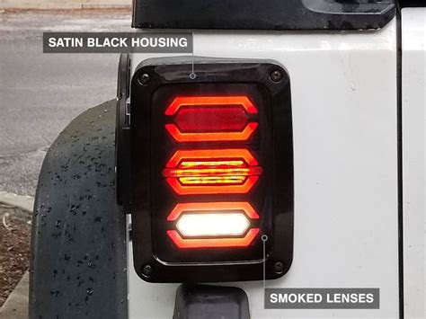 Raxiom 07 18 Jeep Wrangler Jk Led Tail Lights Black Housing Smoked Lens J106751 Beefcake