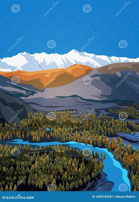 Beautiful Spring Or Summer Landscape With An Blue Sky Rivers Forest