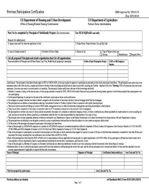 Fillable Online Portal Hud Previous Participation Certification Form