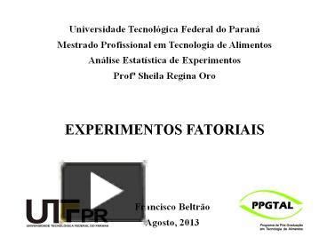 PPT Experimentos Um Fator A An PowerPoint Presentation Free To