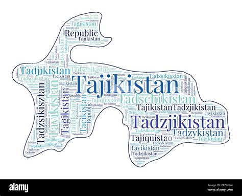 Tajikistan Shape Filled With Country Name In Many Languages Tajikistan