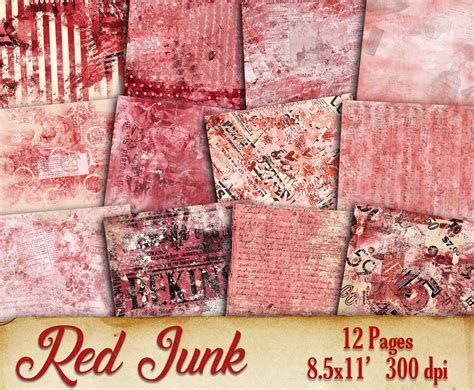 Red Printable Junk Journal Pages Red Ephemera Vintage Red - Etsy