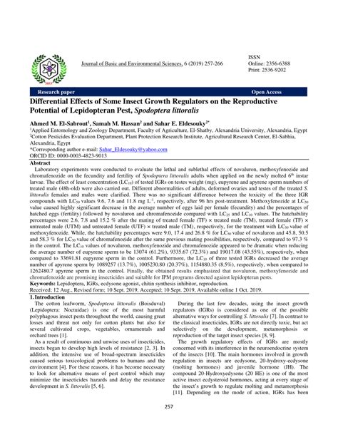 Pdf Differential Effects Of Some Insect Growth Regulators On The