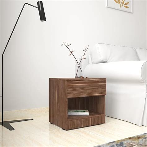 Amazon Brand Solimo Iterum Engineered Wood Bedside Table With 1 Drawer Cairo Walnut Finish