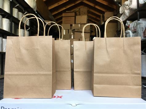 Bolsa De Papel Kraft Con Manilla 10 Unidades Esquina Blanca Spa