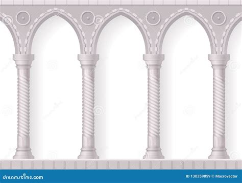 Composição Realística De Quatro Colunas Brancas Antigas Ilustração Do