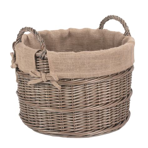 Round Hessian Lined Willow Log Basket Uk Logs Direct