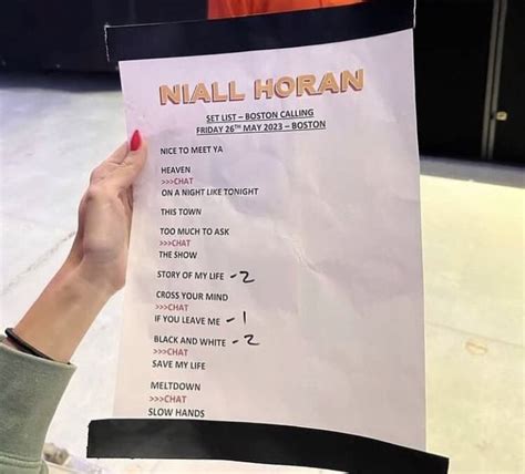 Niall Horan Tours Daily On Twitter Foto De La Hoja Del Setlist De