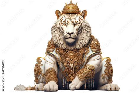 The Royal King Tiger Gracefulness With Luxury Dress Costume Close Up