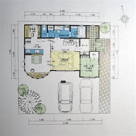 A Drawing Of A House With Blueprints On The Floor