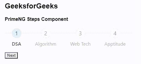 Angular PrimeNG Steps Component GeeksforGeeks