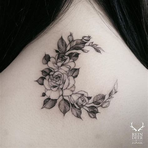 Zihwa Tattooer On Instagram Rose Moon Trendy Tattoos Feminine