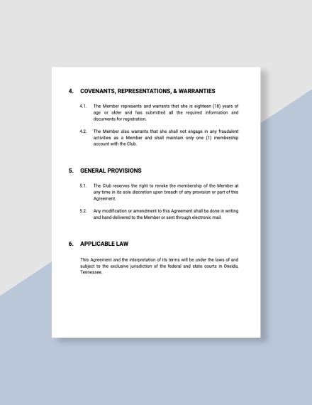 Social Savings Club Membership Agreement Template Google Docs Word