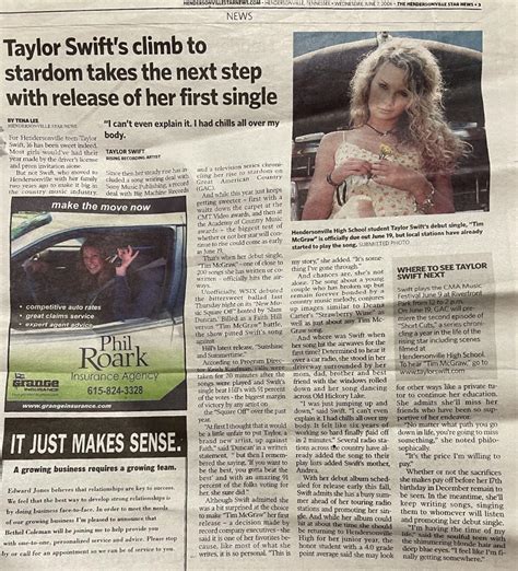 Profile of 16-year-old Taylor Swift in the local paper (June 2006 ...