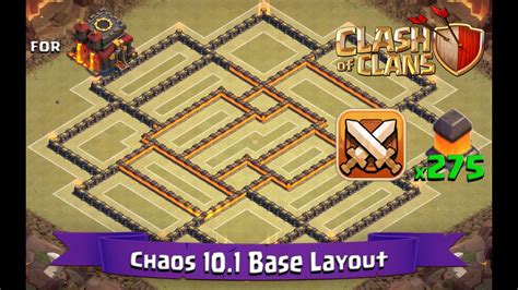 Clash Of Clans Th10 Best Clan War Base Layout 275 Walls Chaos 10 1 Youtube