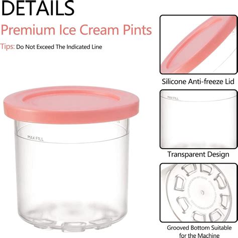 Ice Cream Pint Containers, for Ninja Creami Pints with Lids, Pint Ice ...