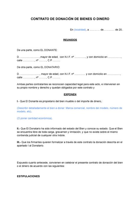 Introducir 109 Imagen Modelo De Contrato De Donacion Ejemplo Abzlocal Mx