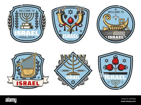 Israel Viajar Iconos Y S Mbolos Jud Os Tradicionales Vector Her Ldico